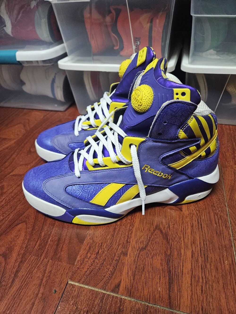 Reebok Purple and Yellow High-Top Sneakers
